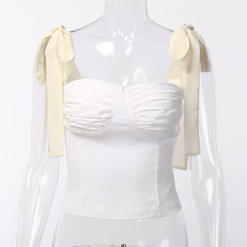 Azure Dream Tie-Shoulder Ruched Top