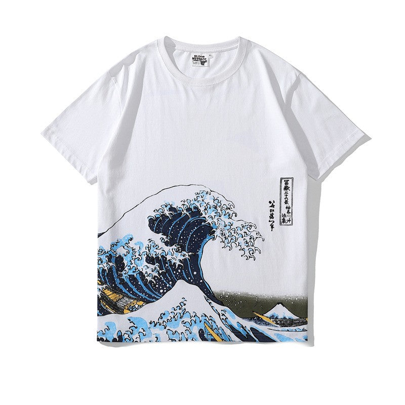 The Great-Zen Tee with Architectural Kanagawa-Wave & Urban-Oversize Fit