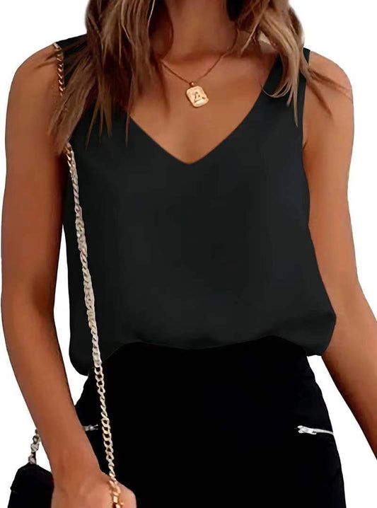 Sleek Silhouette Loose-Fit Satin Tank