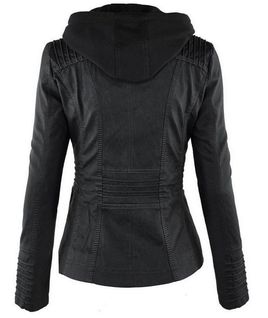 Urban Outlaw Cropped Biker in Soft-Touch Faux-Grain with Detachable Layering