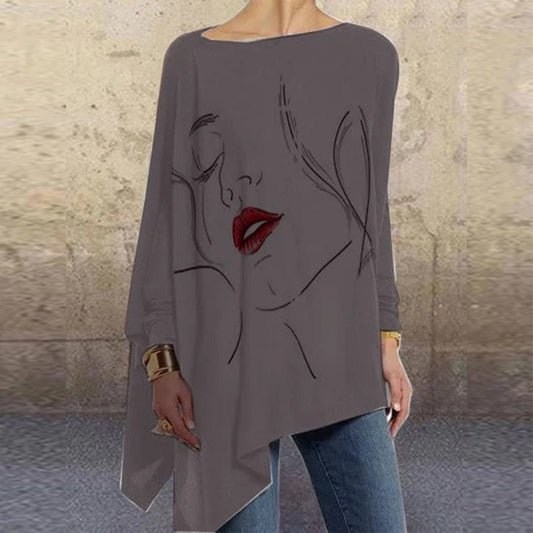Midnight Muse Line-Art Asymmetric Top