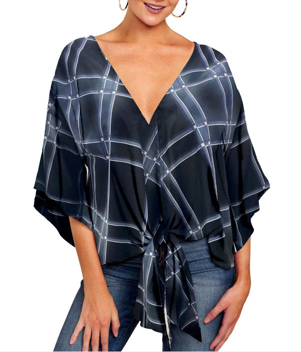 Sultry Batwing Sleeve Tunic with Front Tie Accent
