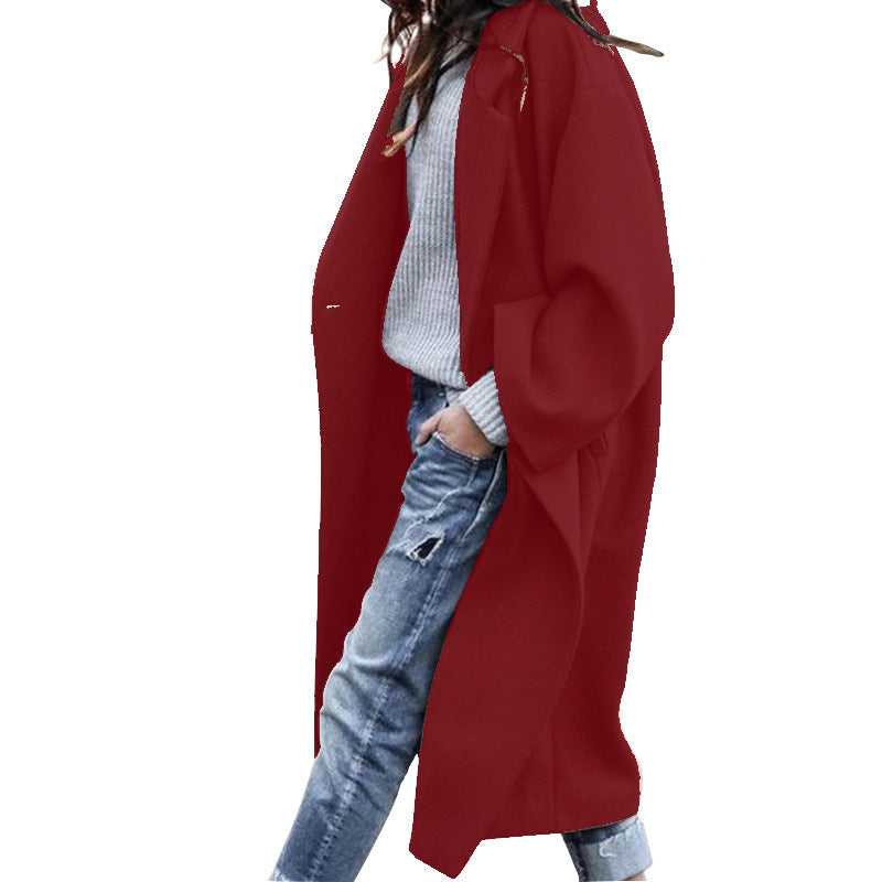 Premium Longline Wool-Look Coat | Elegant Single-Breasted Jacket