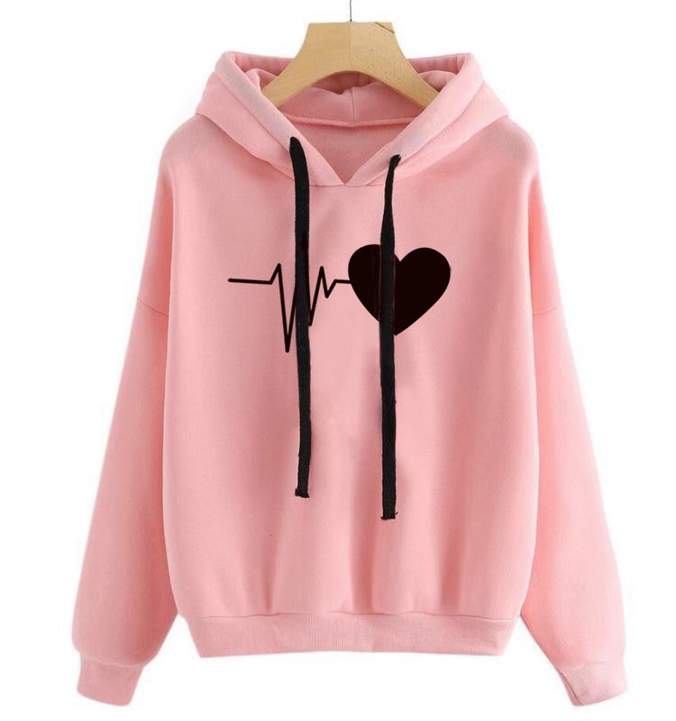 Heartbeat Graphic Hoodie | Women’s Casual Heart Print Sweatshirt