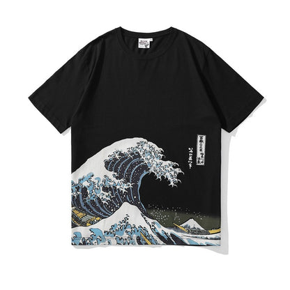 The Great-Zen Tee with Architectural Kanagawa-Wave & Urban-Oversize Fit