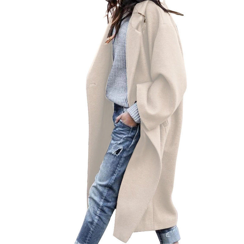 Premium Longline Wool-Look Coat | Elegant Single-Breasted Jacket