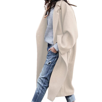 Premium Longline Wool-Look Coat | Elegant Single-Breasted Jacket