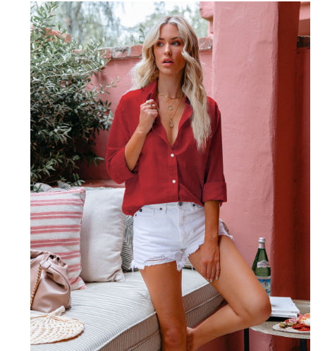 Sophisticated High-Low Tunic Shirt in Earthy Tones
