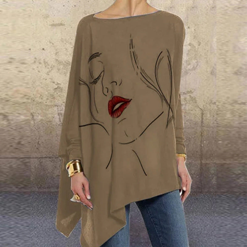 Midnight Muse Line-Art Asymmetric Top