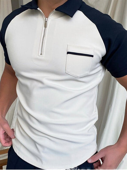 The Tactical-Mosaic Polo with Architectural Silver-Zip & Contrast Stay-Collar