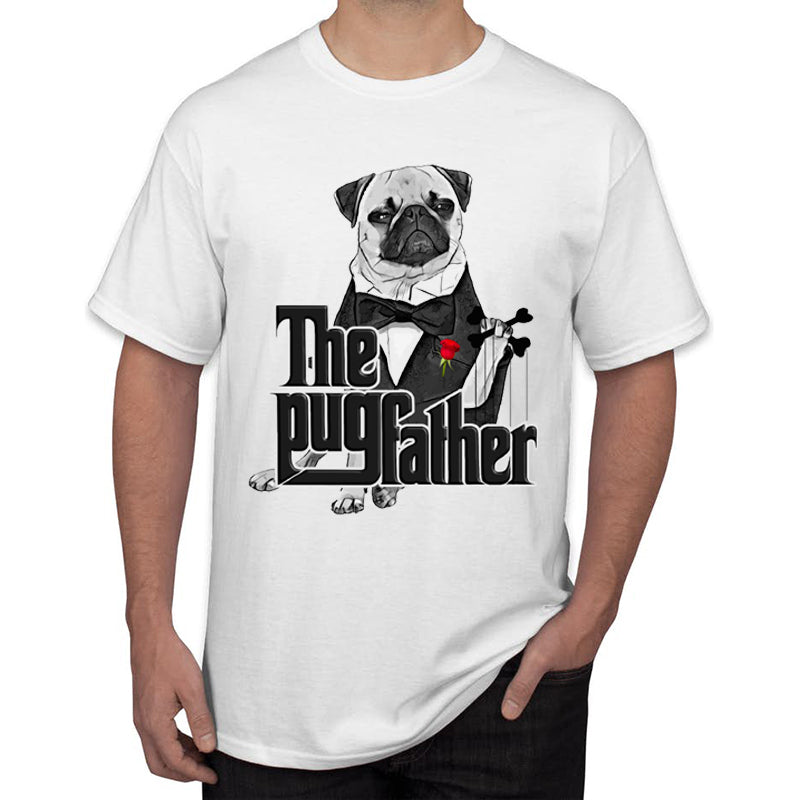 The Pugfather Cinematic-Parody Tee with Architectural Crew-Neck & Urban-Fit