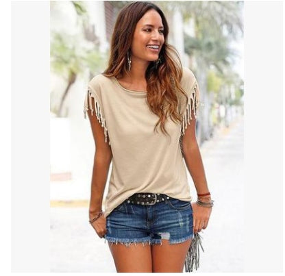 Tassel Detail Short Sleeve Summer Top