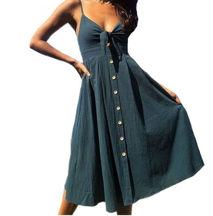 Modern Boho A-Line Midi Dress for Sunny Getaways