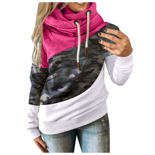 Sophisticated Triple-Tone Sweatshirt with Oversized Drape Collar