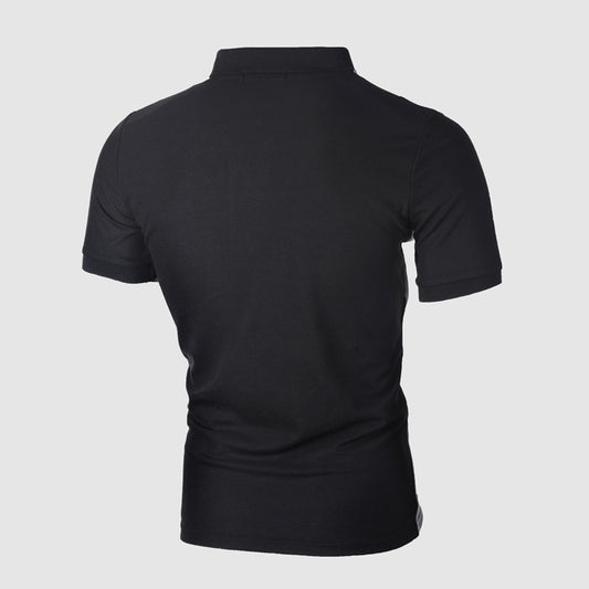 Crescent-Mosaic Polo in "Zero-Wrinkle" Tech-Knit with Integrated Geometric-Frame