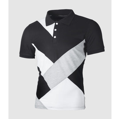 Crescent-Mosaic Polo in "Zero-Wrinkle" Tech-Knit with Integrated Geometric-Frame