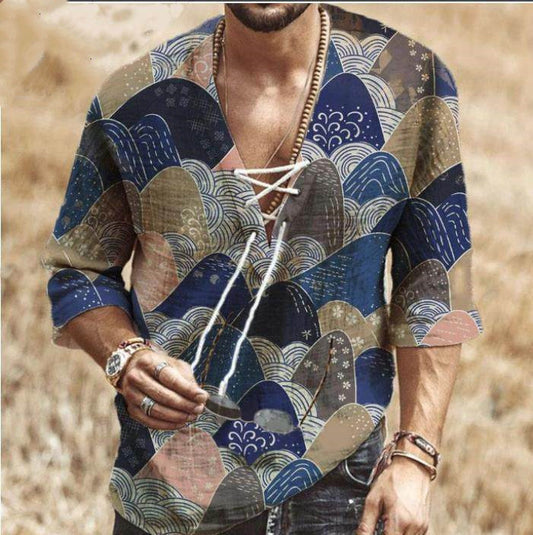 The Wave-Lace Tunics with Architectural Seigaiha-Inlay & Urban-Linen Shell