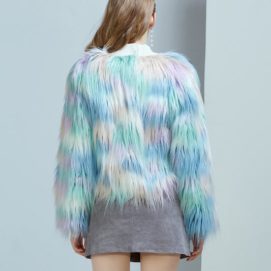 Pastel Cloud Shaggy Faux Fur Coat