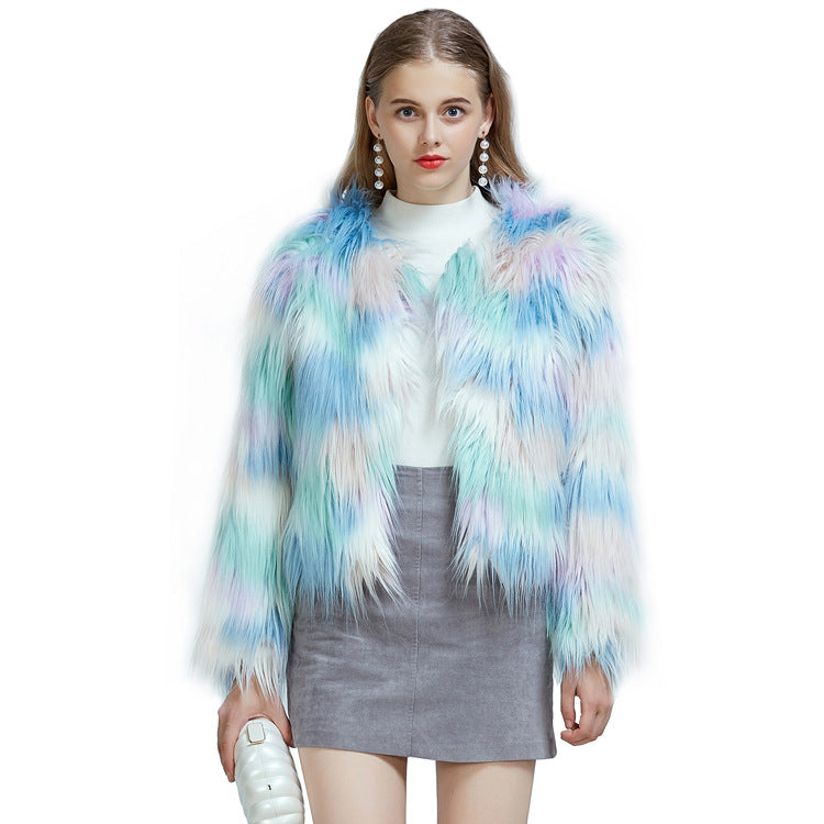 Pastel Cloud Shaggy Faux Fur Coat