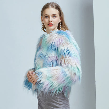 Pastel Cloud Shaggy Faux Fur Coat