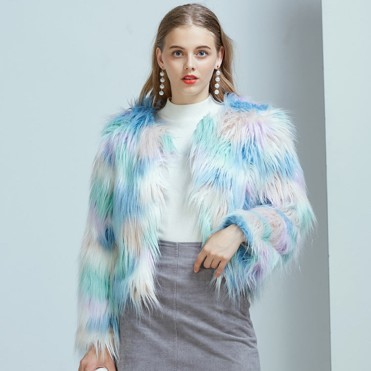 Pastel Cloud Shaggy Faux Fur Coat