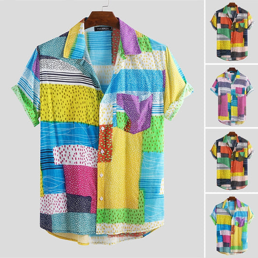 Artisanal-Vanguard" Statement-Shirt with High-Contrast Mixed-Media-Print & Sculptural Hem