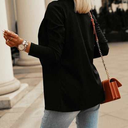 The Liquid Blazer Sculptural Open-Front Cardigan with Shawl Lapel