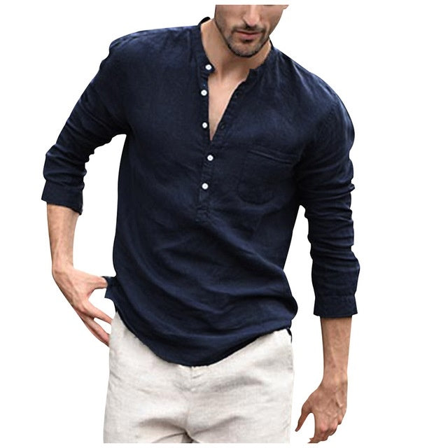 Essential-Voyage Resort-Shirt with High-Contrast Pearl-Buttons & Sculptural Hem