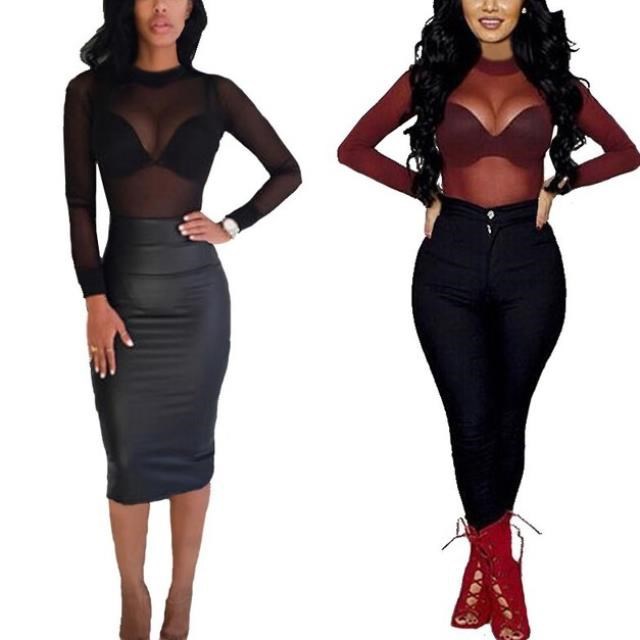 Midnight Allure Sheer Mesh Bodysuit