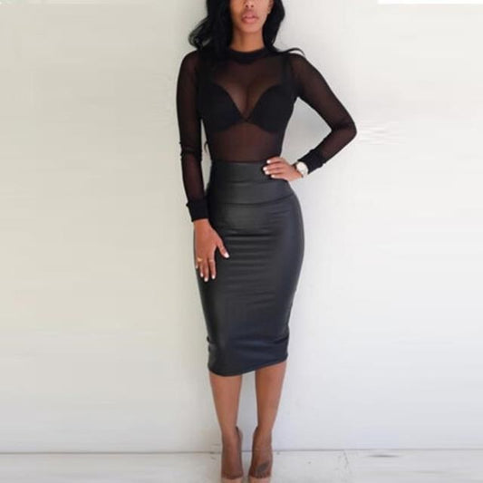Midnight Allure Sheer Mesh Bodysuit