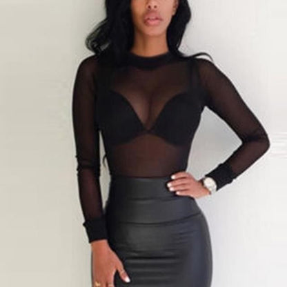 Midnight Allure Sheer Mesh Bodysuit