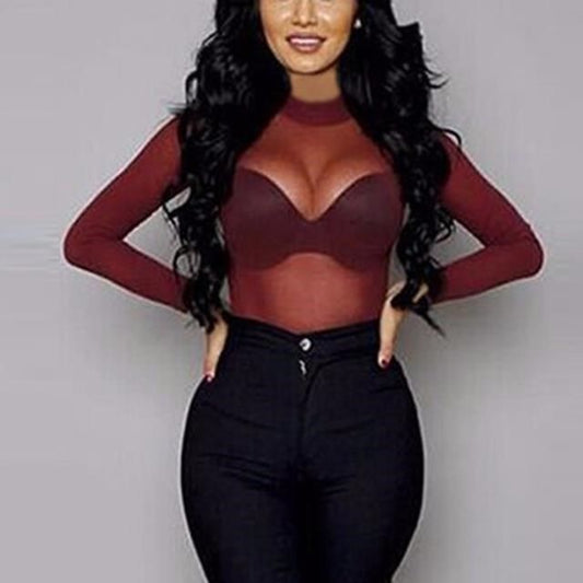 Midnight Allure Sheer Mesh Bodysuit