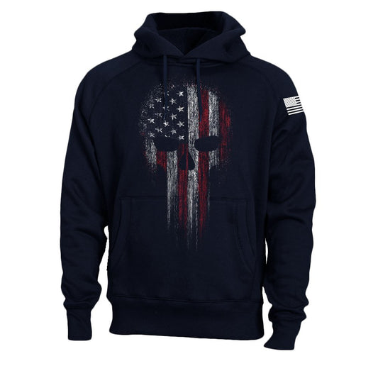 Vigilante-Vanguard Statement-Pullover with High-Contrast Tactical-Grid & Sculptural Hood