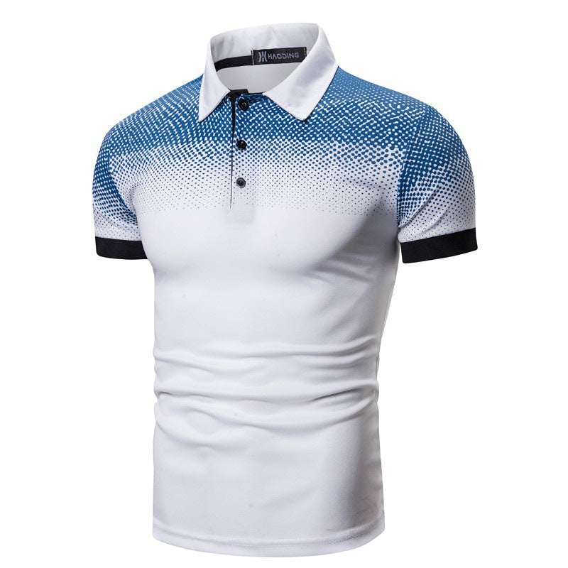 The Digital-Apex Polo with Architectural Pixel-Gradient & Sharp-Point Collar