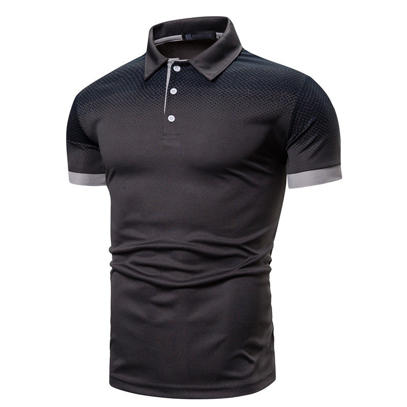 The Digital-Apex Polo with Architectural Pixel-Gradient & Sharp-Point Collar