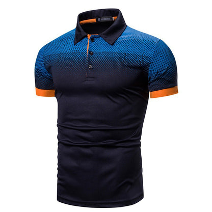 The Digital-Apex Polo with Architectural Pixel-Gradient & Sharp-Point Collar