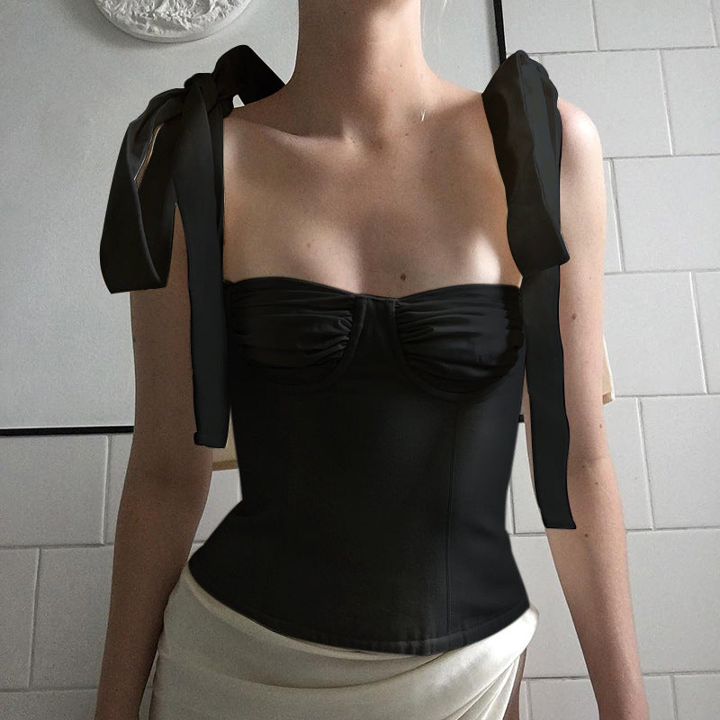 Azure Dream Tie-Shoulder Ruched Top