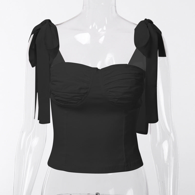 Azure Dream Tie-Shoulder Ruched Top