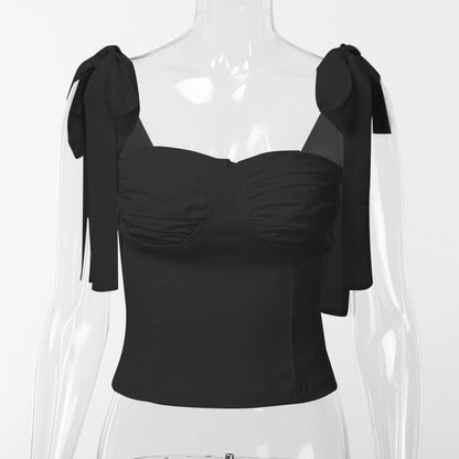Azure Dream Tie-Shoulder Ruched Top