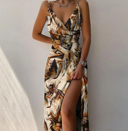 Modern Glamour Sleeveless Slit Dress for Evening Galas