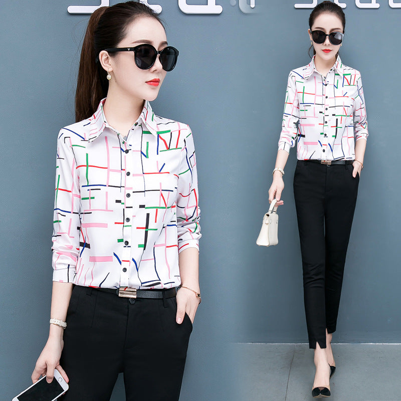 Modern Abstract Pattern Long Sleeve Office Shirt