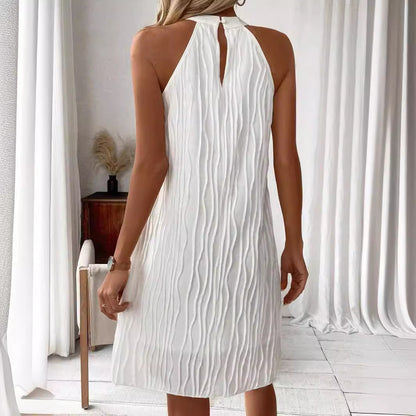 Lyra Crinkled Halterneck Mini Dress