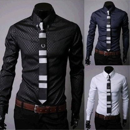 Boardroom-Vanguard Statement-Shirt with High-Contrast Button-Down & Tapered-Frame