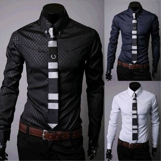 Boardroom-Vanguard Statement-Shirt with High-Contrast Button-Down & Tapered-Frame