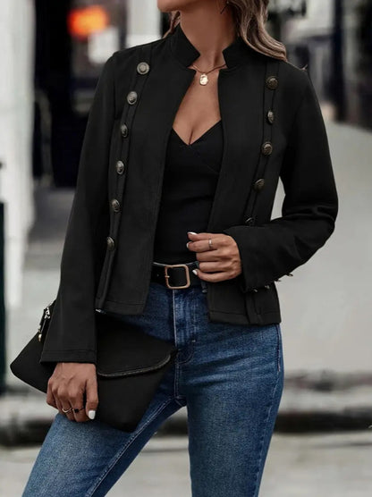 Modern Regency Short-Coat with Metallic Medallion Accents