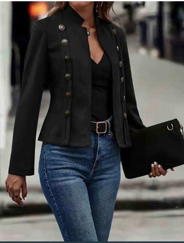 Modern Regency Short-Coat with Metallic Medallion Accents