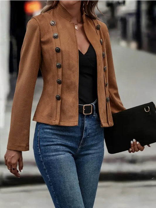 Modern Regency Short-Coat with Metallic Medallion Accents