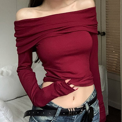 Midnight Muse Off-Shoulder Draped Top