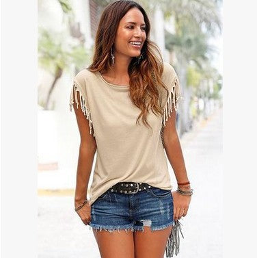 Tassel Detail Short Sleeve Summer Top