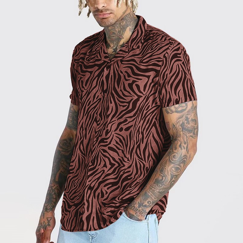 The Striated-Apex" Shirt with Architectural Zebra-Inlay & Urban-Flow Shell